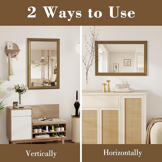 Axeman 24x36 Rectangular Wall Mirror, Decorative Bathroom Mirror, Traditional - Image 4
