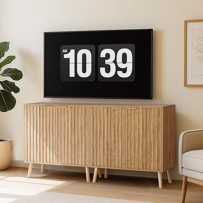 Pamapic Fluted Storage Cabinet, Sideboard Buffet Cabinet - Image 4