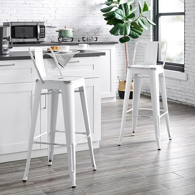 AC Pacific Modern Metal Barstool Set of 2 – Country Rustic Style - Image 2