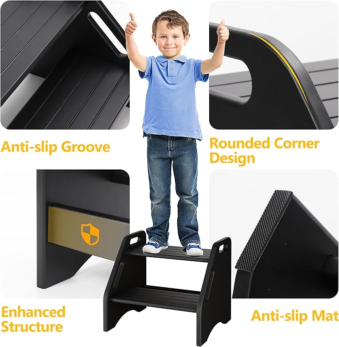 AMBIRD Wooden Step Stool, Two Step Stools 300 lbs Capacity - Image 3