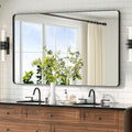 TETOTE Black Vanity Mirror 48 x 30 Matte Black Bathroom Mirrors, Tempered Glass by TETOTE
