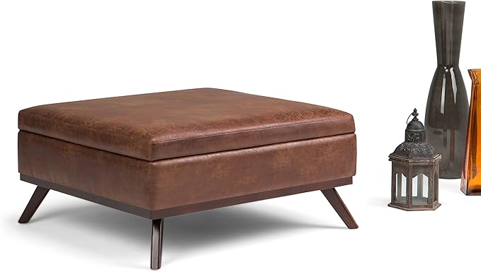 SIMPLIHOME Owen 36 inch Wide Mid Century Modern Square Coffee Table Storage - Image 3