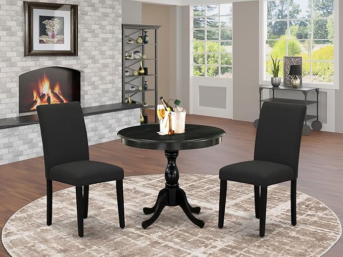 East West Furniture AMAB3-ABK-24 3 Piece Modern Dining Table Set Contains a - Image 2