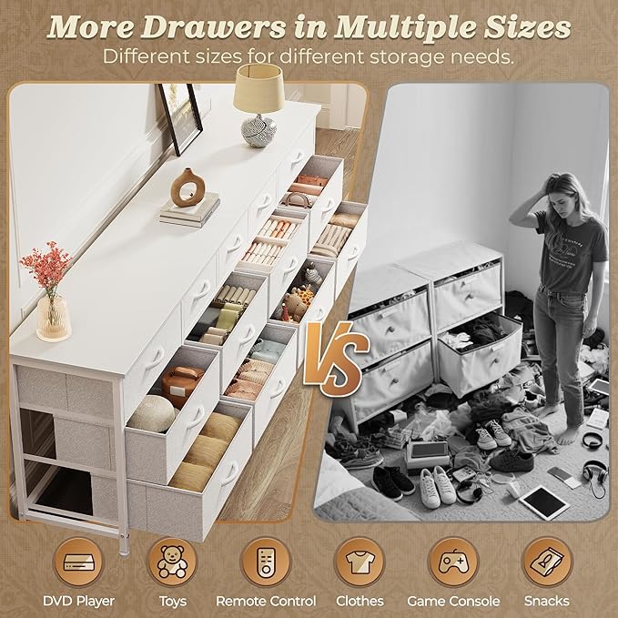 Huuger 70 Inch White Dresser for Bedroom, TV Stand for 65, 80 Inch TV, 13 - Image 7