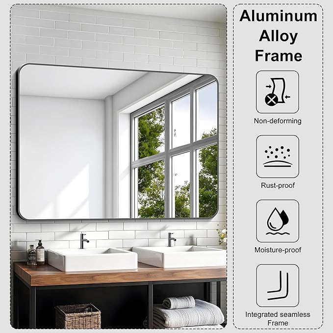KOCUUY 36"x48" Large Rectangle Vanity Mirror, Modern Design of Upgraded - Image 4