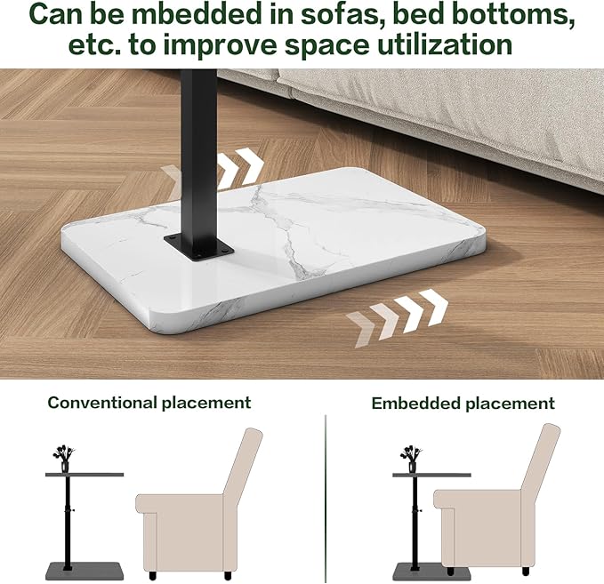 IBUYKE Tray Table for Couch, 360° Swivel Height Adjustable End Table for Small - Image 6