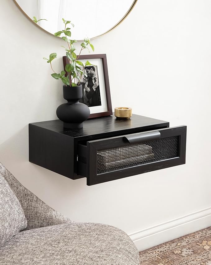 Kate and Laurel Ori Transitional Cane Rattan Floating Side Table - Image 4