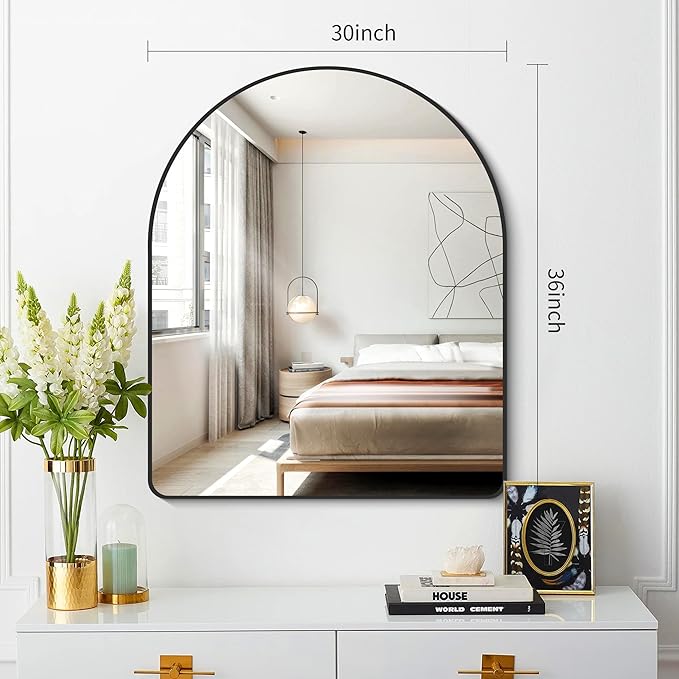 FORBATH Arched Bathroom Mirror 30x36 Inch, Bathroom Mirror Wall Mounted Modern - Image 2