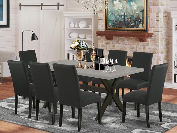 East West Furniture X697DR124-9 9 Piece Modern Dining Table Set Includes a by EastWestFurniture
