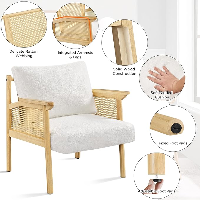 Yaheetech Accent Chair, Boucle Vanity Chair - Image 4