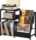 LELELINKY Black End Table, Record Player Stand by LELELINKY