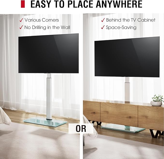 Swivel TV Floor Stand for 43-75 Inches TVs, 10 Level Height Adjustable Corner - Image 3
