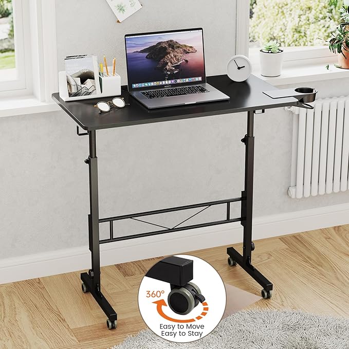 Hadulcet Small Standing Desk Adjustable Height, Mobile Stand Up Desk - Image 9