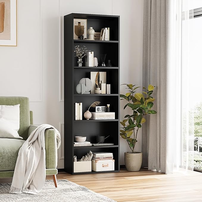 6-Tier Book Shelf, Floor Standing Open Bookcase, Wooden Display Storage Shelves by Unknown