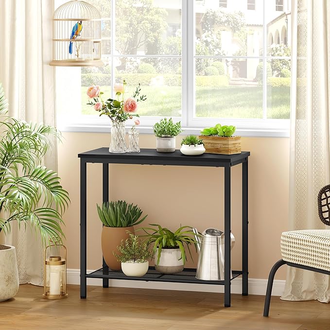 Hoctieon 2 Tier End Table, Sofa Side Table, Narrow Side Table - Image 4