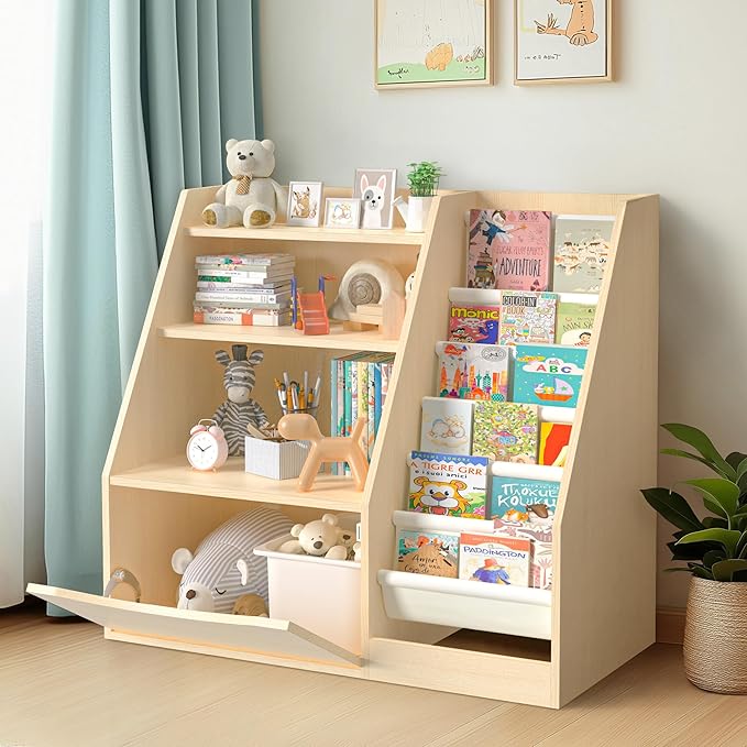 TOETOL 3 Tier Kids Bookshelf and Book Storage，6 Sling Toddler Bookshelf - Image 3
