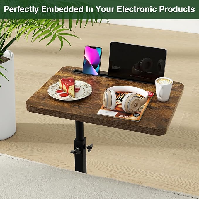 IBUYKE C Shaped Side Table, 360° Swivel Height Adjustable End Table - Image 8