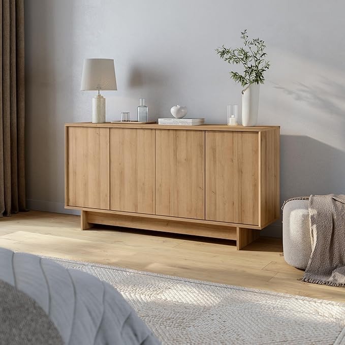 Prepac Natural Oak Finnley Sideboard Cabinet Buffet Cabinet - Image 4