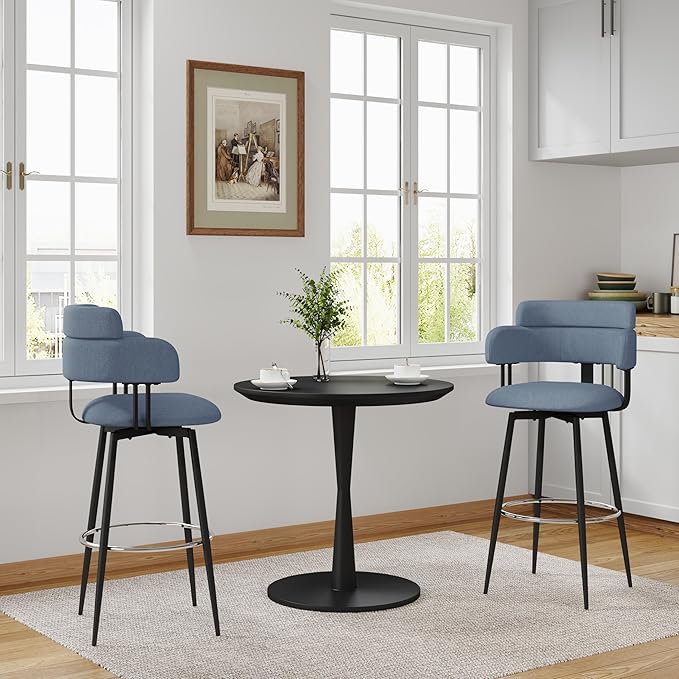 Swivel Bar Stools Set of 2, Counter Height Bar Stools - Image 8