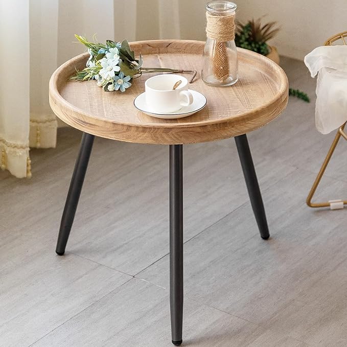LITA Log Desktop Round Side End Table, Nightstand Tables, Indoor Outdoor Round by LITA