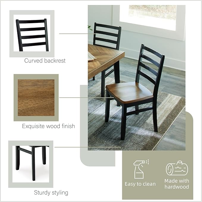 Signature Design by Ashley Blondon Rustic Chevron Dining Table and 6 Chairs - Image 5