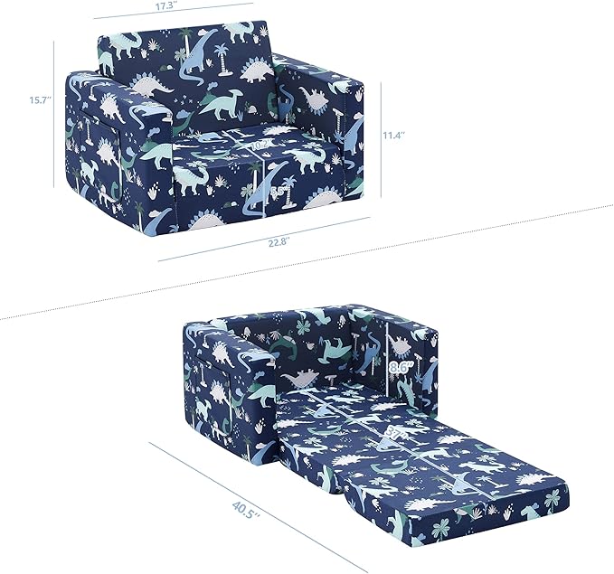 Ulax furniture Kids Sofa Chair for Reading, 2-in-1 Sofa Toddler Fold Out Couch - Image 3
