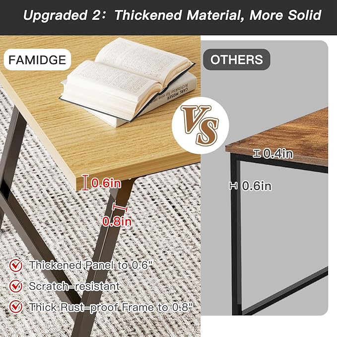 Folding Coffee Table, Portable Floor Table Desk - Image 5