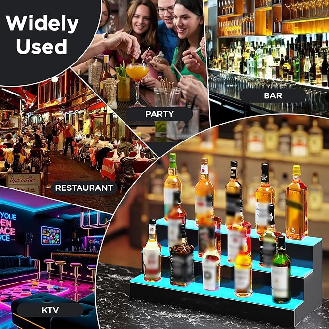 Dethan 4 Tier 16 Inch LED Lighted Liquor Bottle Display Shelf - Image 7