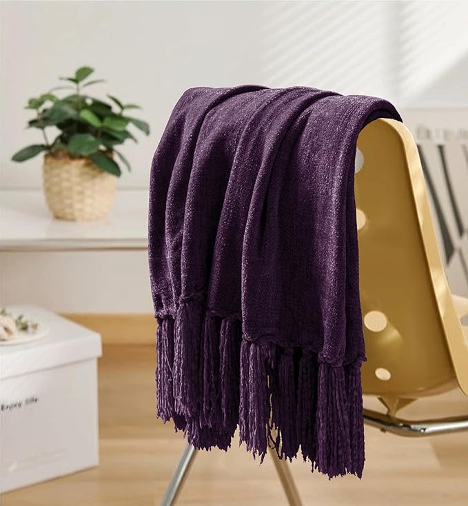 Chenille Throw Blanket for Couch 60"X 80" Twin, Soft Cozy Throws - Image 3
