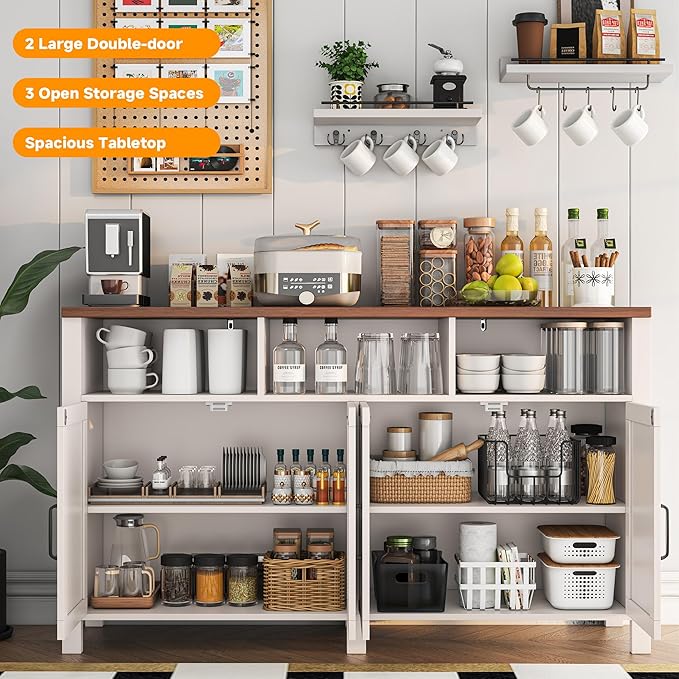 Buffet Sideboard with Storage Farmhouse with 4 Doors, Dining Room - Image 4