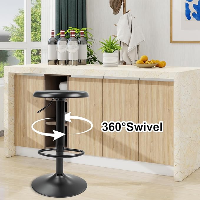 CAROLMADE Bar Stools Set of 2, Adjustable Metal Bar stools Swivel Counter - Image 5