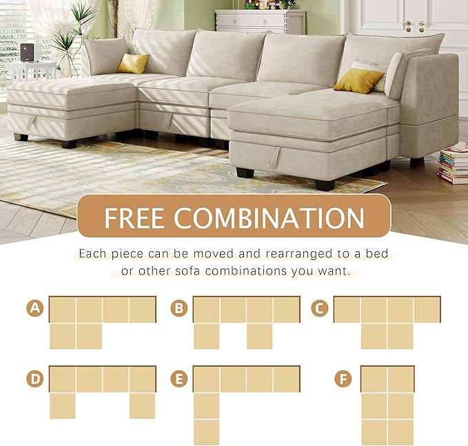 115.1 Inch Oversized U-Shape Sectional Sofa - Image 6