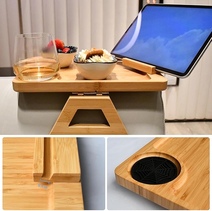 Couch Arm Tray Table Clip on Sofa, Armrest TV Tray Table - Image 5