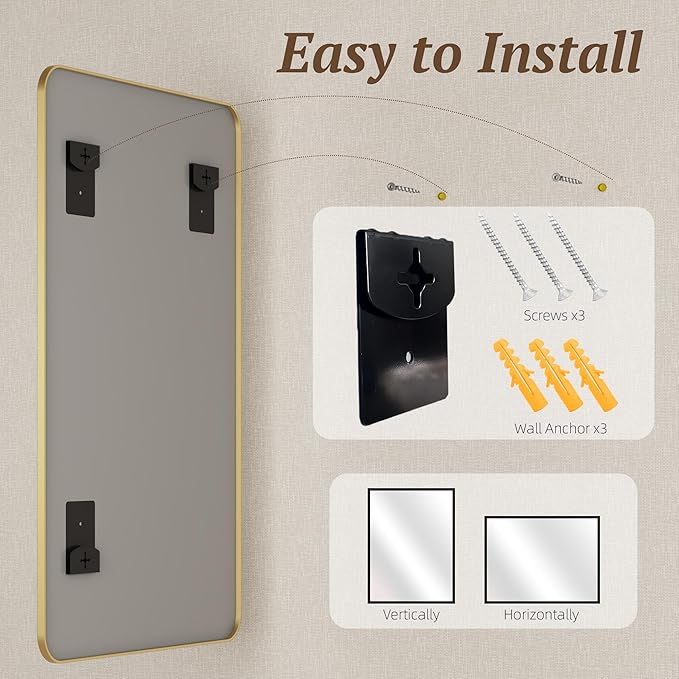 Bathroom Mirror 60" x 36", Large Rectangle Wall Mirror, Entryway Decor - Image 7