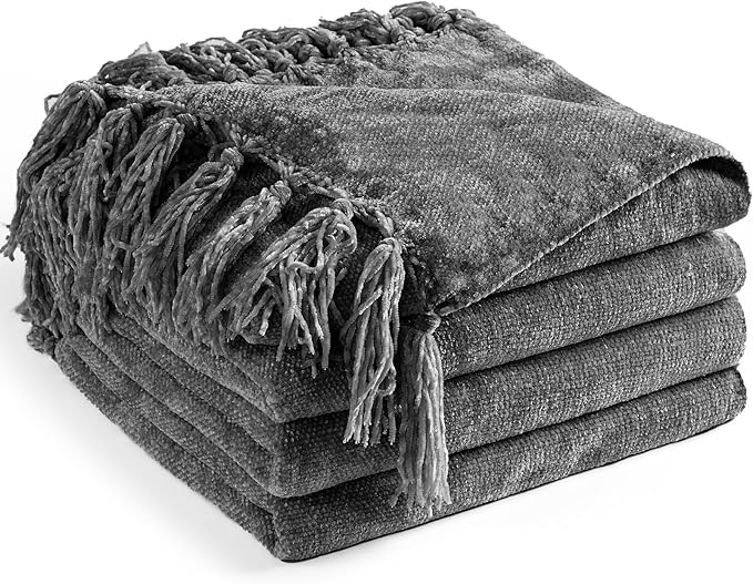 Chenille Throw Blanket for Couch 50"X 60", Soft Cozy Throws by LONGCREATE