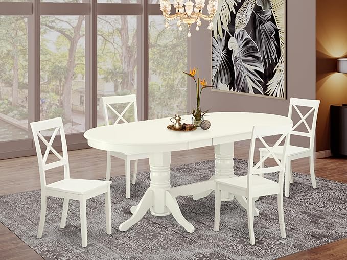 East West Furniture VABO5-LWH-W 5 Piece Kitchen Table Set - Image 2