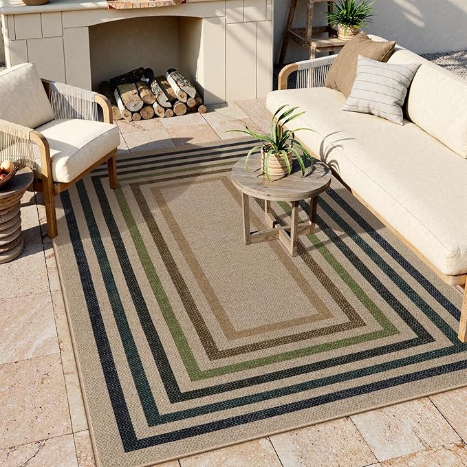 Lahome Modern Geometric Easy Jute Rug, Washable 5x7 Indoor Outdoor Rugs - Image 2