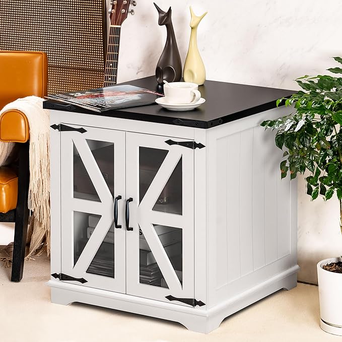 Farmhouse End Table, Rustic Square Sofa Beside Table - Image 11