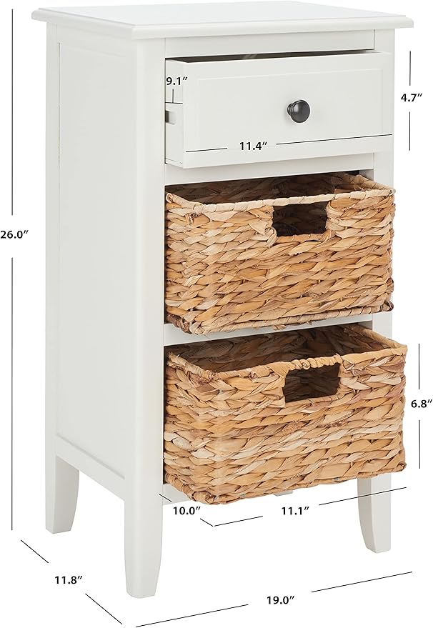 Safavieh Home Collection Everly Drawer, Vintage White 1-Drawer 2 Removable - Image 2