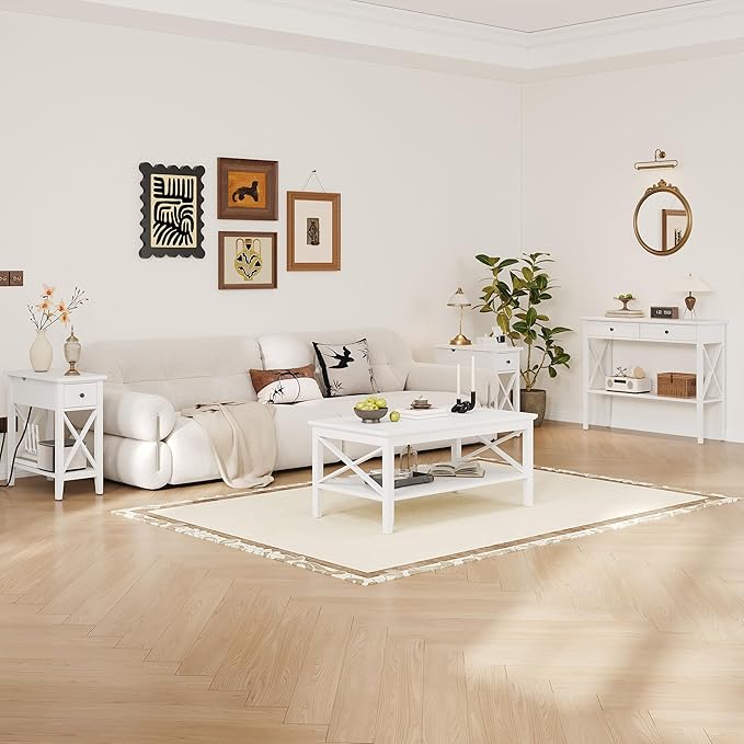 ChooChoo White Coffee Table Classic X Design - Image 6