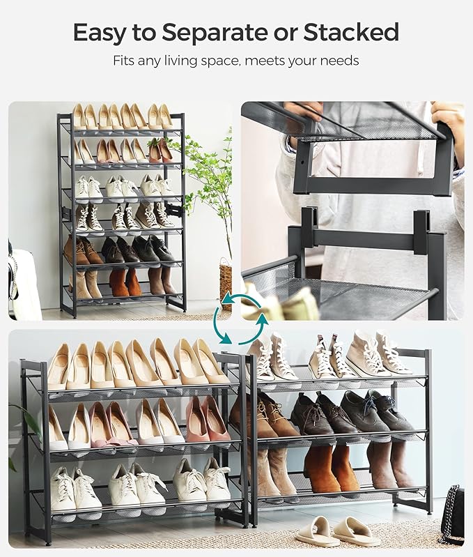 SONGMICS Shoe Rack, 6-Tier Shoe Organizer, Metal Rack - Image 4