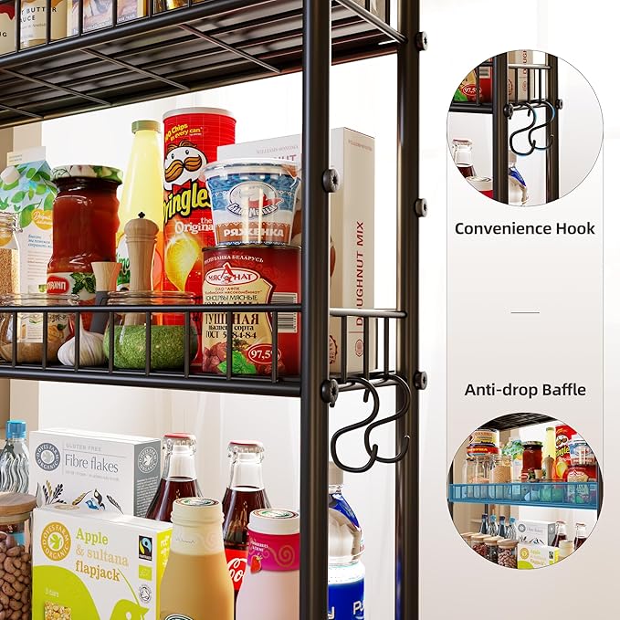 6-Tier Slim Storage Cart, Rolling Kitchen Cart - Image 3