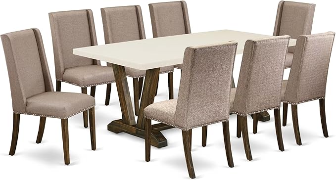 East West Furniture V727FL716-9 9 Piece Modern Dining Table Set Includes a by EastWestFurniture