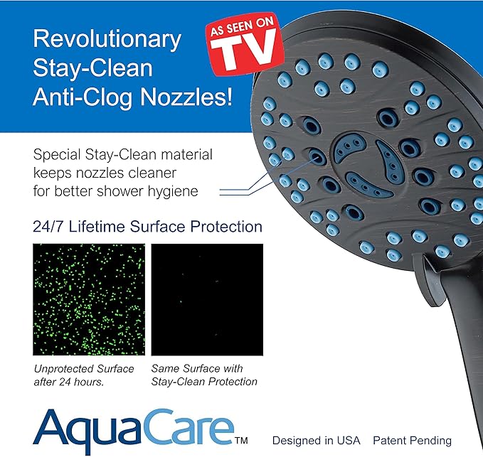 Hotel Spa AquaCare High Pressure 8-mode Handheld Shower Head, Anti-clog Nozzles - Image 3