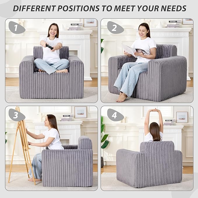 Giant Bean Bag Chair for Adults, Non-Slip Floor Sofa - Image 4