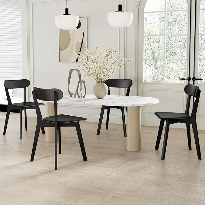 DELAVIN Oak Wood Dining Chairs Set of 4, Mid Century Modern Kitchen Chairs - Image 7
