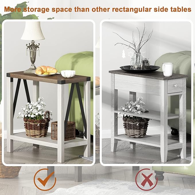 ChooChoo Farmhouse End Table Set of 2, Narrow Side End Table - Image 8
