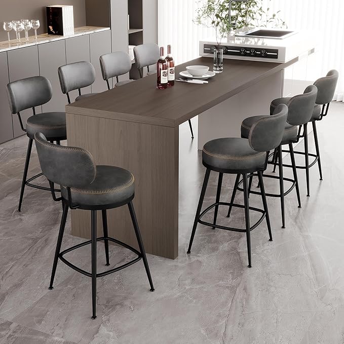 Counter Height Bar Stools, Faux Leather Kitchen Counter Stools by ErdoruLiving
