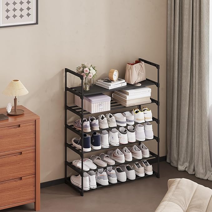 Calmootey 6-Tier Shoe Rack, Tall Large Capacity 30 Pairs Shoes Storage Organizer - Image 7