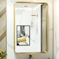 TokeShimi Gold Bathroom Mirror for Wall 24 x 36 Inch Metal Rounded Corner by RefinedBathroomAccessories